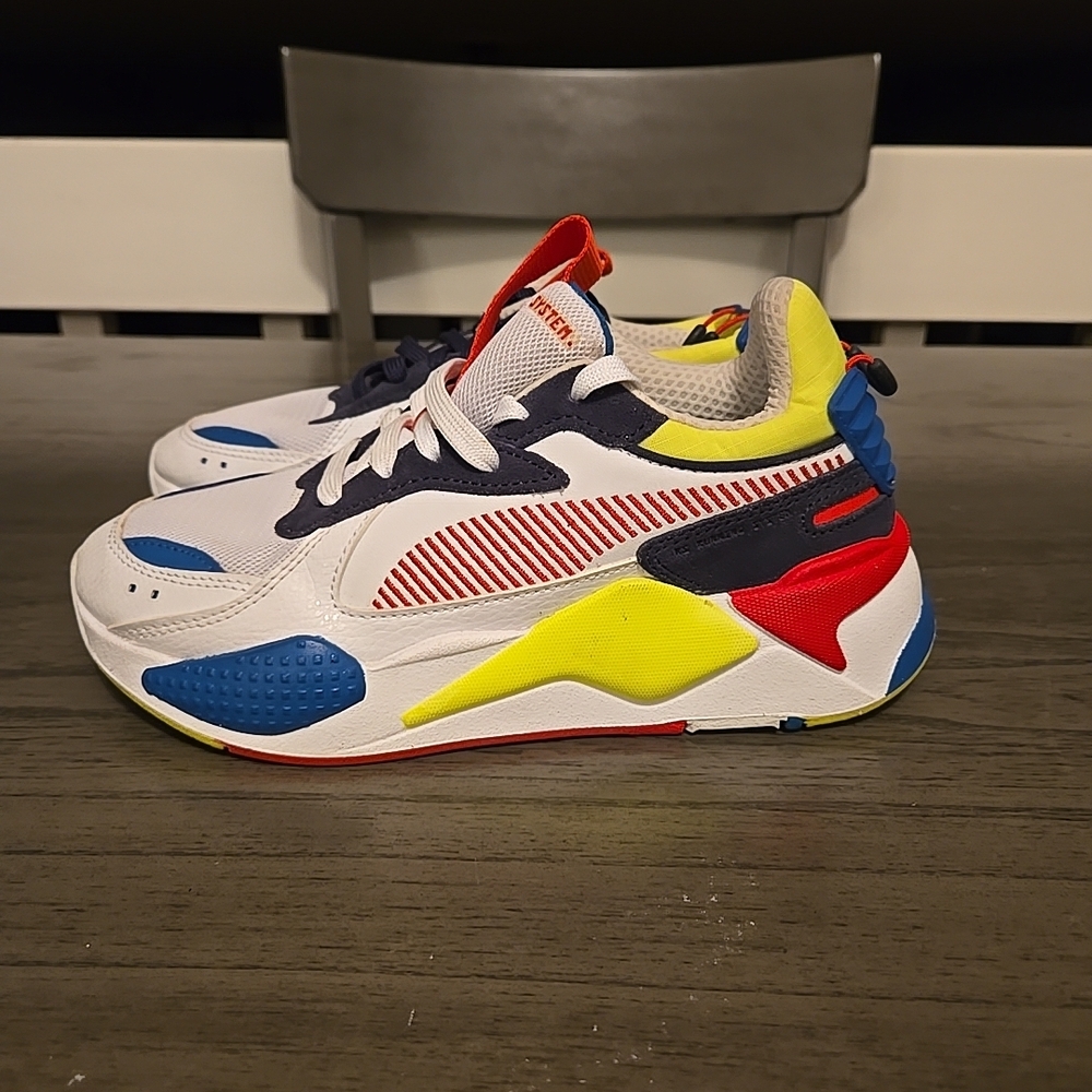 Puma Kids Sneakers in White, Blue, Red, and Yellow